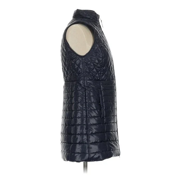 Talbots Long PrimaLoft Filled Puffer Vest Womens Large Navy Blue Full Zip New * - Picture 5 of 12